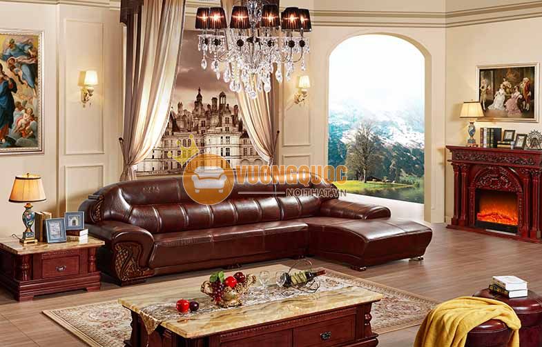 Sofa góc bằng da kiểu dáng sang trọng OLDL117